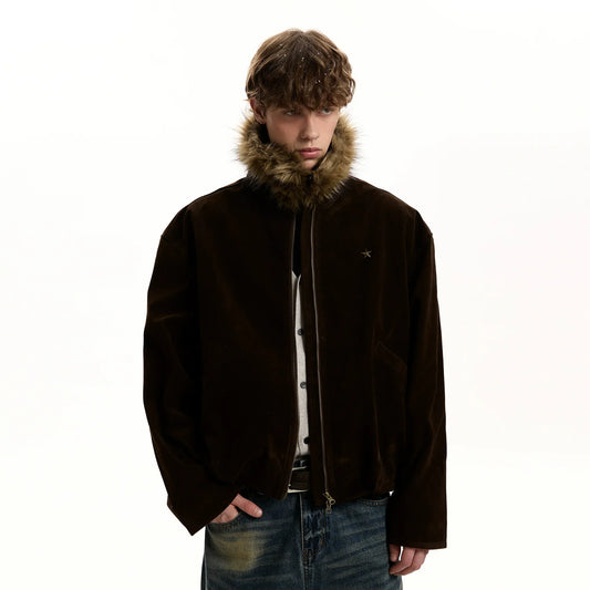 RT No. 40760 SUEDE FUR COLLAR JACKET
