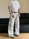 RT No. 11502 WHITE CARGO STRAIGHT PANTS