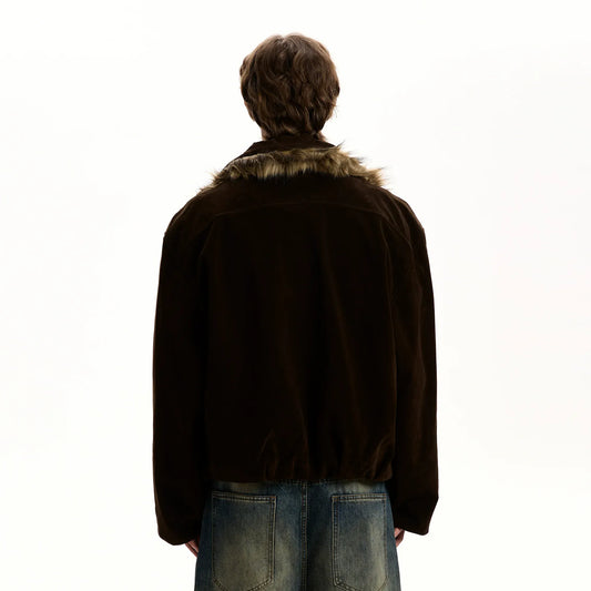 RT No. 40760 SUEDE FUR COLLAR JACKET