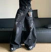 RT No. 11611 BLACK LIGHTNING PATTERN DENIM JEANS