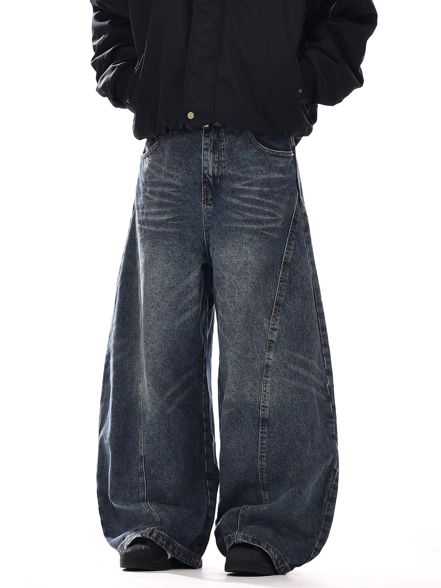 RT No. 12553 RECONSTRUCTED BLUE BAGGY DENIM JEANS – REALTAKAI