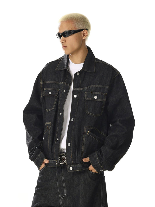 RT No. 27999 BLACK STITCH DENIM JACKET