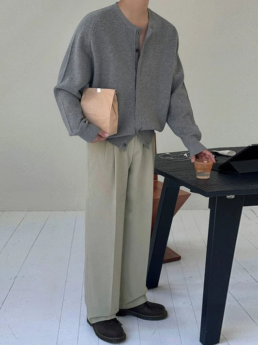 RT No. 32037 GRAY KNIT CARDIGAN SWEATER