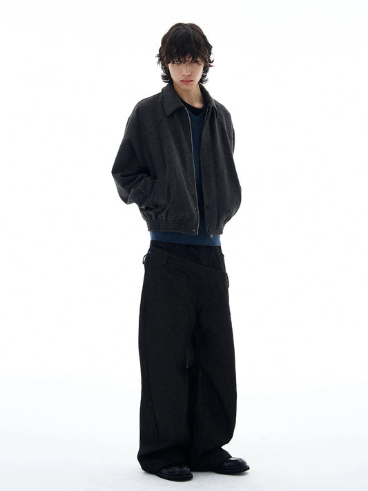 RT No. 25038 MINATO GRAY WOOLEN ZIPPER JACKET