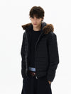 RT No. 50410 FUR HOOD RIBBED PUFFER JACKET