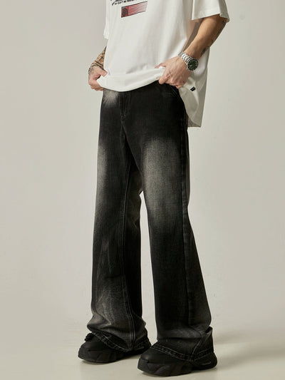 RT No. 11283 WASHED BLACK RELAX STRAIGHT JEANS