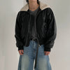 RT No. 11939 BLACK COLLAR FUR LEATHER JK