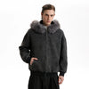 RT No. 40702 FUR COLLAR STIPED ZIPPER HOODIE