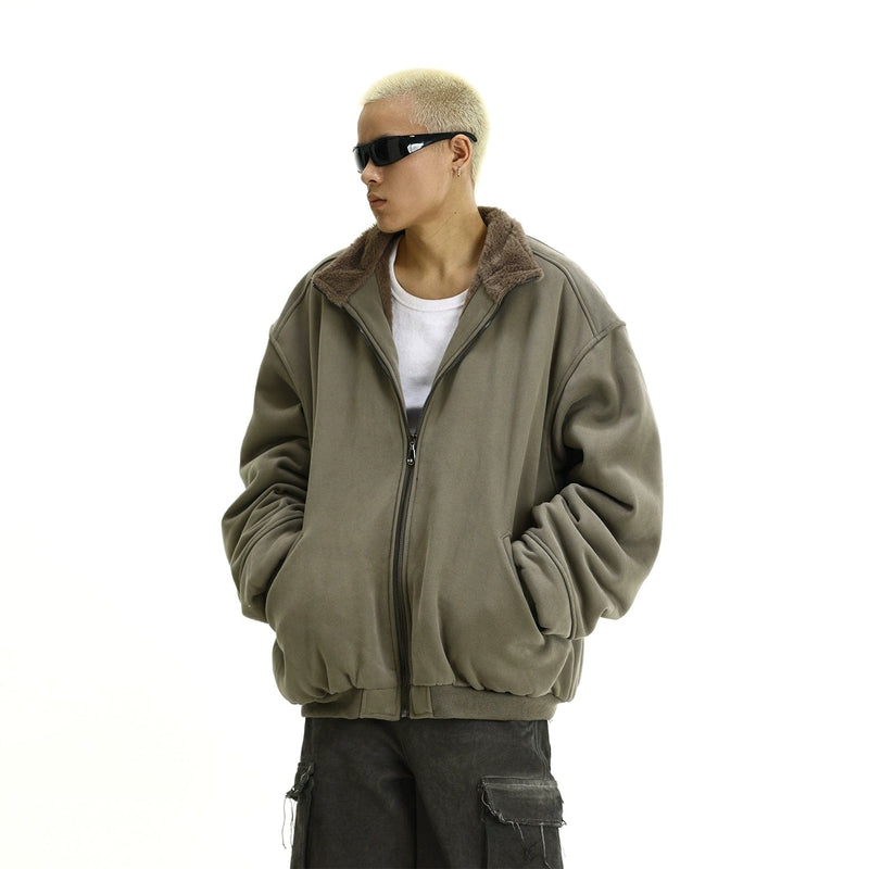 RT No. 12108 KHAKI COLLAR ZIP UP JK