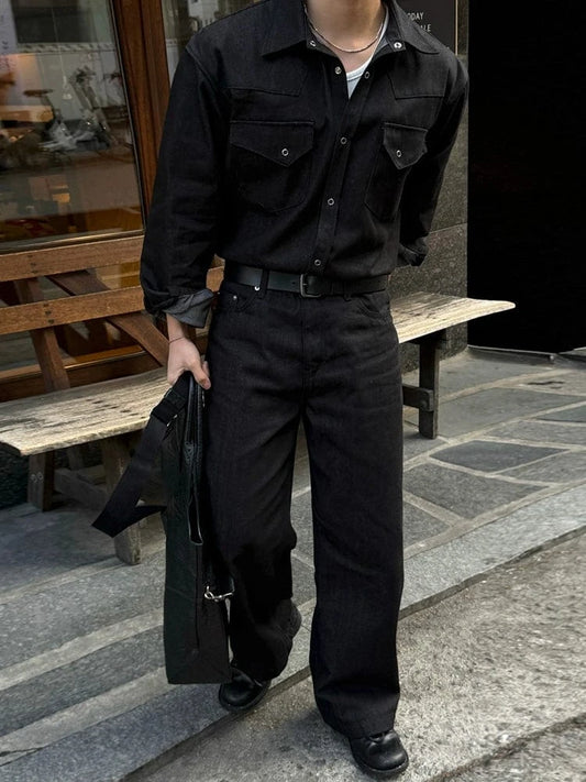 RT No. 25009 BLACK WORKWEAR PILOT BUTTON-UP