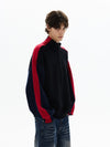 RT No. 50414 KNITWEAR RED SLEEVE QUARTER ZIP SWEATER