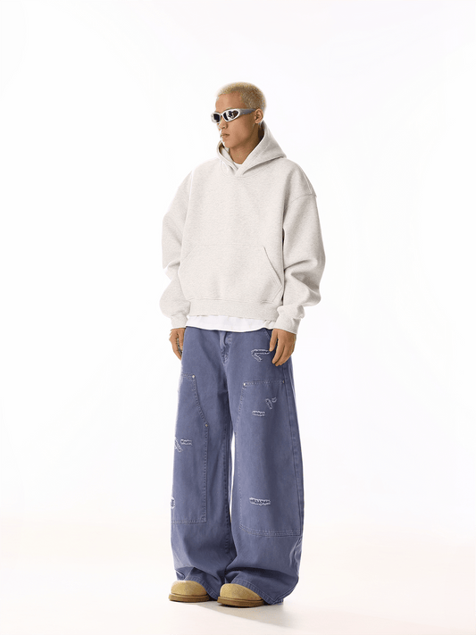 RT No. 19821 FRENCH PURPLE DISTRESSED BAGGY CARGO PANTS