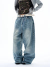 RT No. 29048 WASHED DENIM BAGGY STRAIGHT JEANS