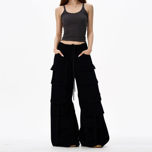 RT No. 18184 MULTI POCKET CARGO WIDE STRAIGHT PANTS