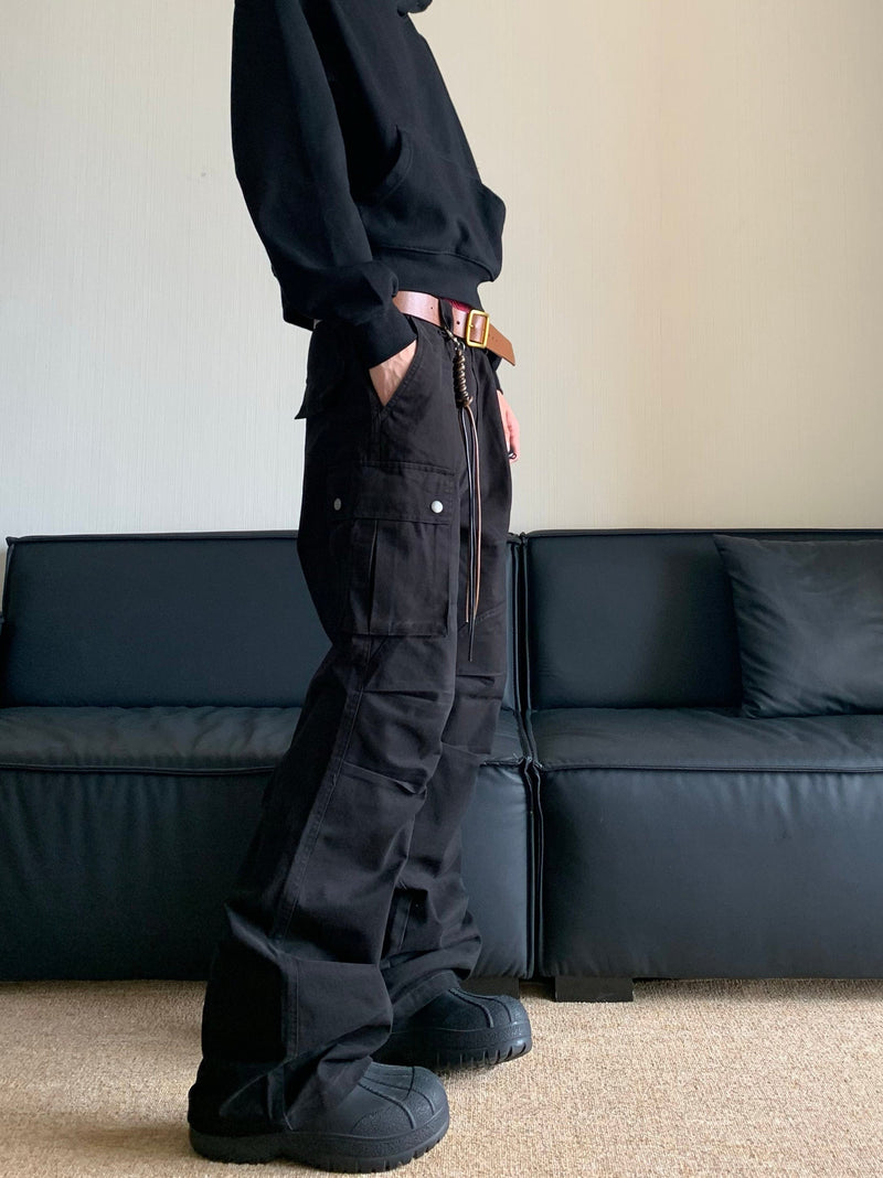 RT No. 11507 BLACK CARGO STRAIGHT PANTS