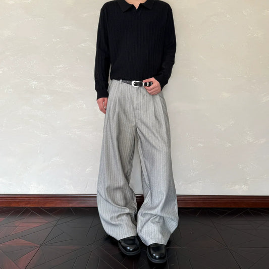 RT No. 40842 STRIPED PLEATED BAGGY PANTS