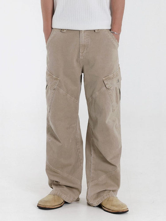 RT No. 12587 KHAKI BROWN STRAIGHT CARGO PANTS