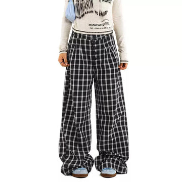 RTK (W) No. 535 GRID WIDE STRAIGHT PANTS