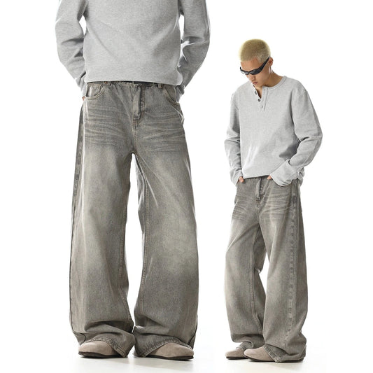 RT No. 32024 WHISKER WASH WIDE STRAIGHT JEANS