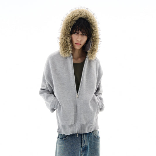 RT No. 25054 KNITWEAR FUR ZIP HOODIE