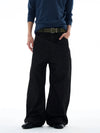 RT No. 25042 BLACK DOUBLE-WAIST STRAIGHT JEANS