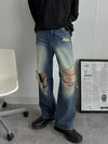 RT No. 11209 RIPPED BLUE DENIM STRAIGHT JEANS