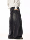 RT No. 19808 BLACK WHISKER BAGGY DENIM JEANS