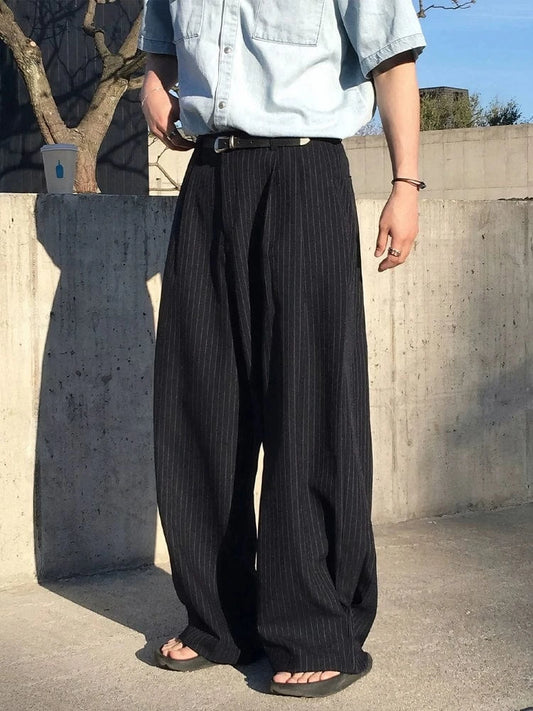 RT No. 32610 PLEATED STRIPED WIDE STRAIGHT PANTS