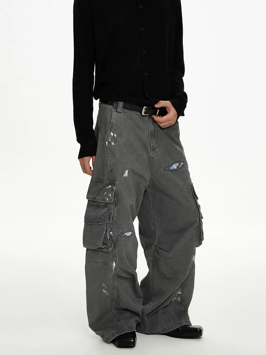RT No. 50020 SPLASH INK BAGGY STRAIGHT CARGO PANTS