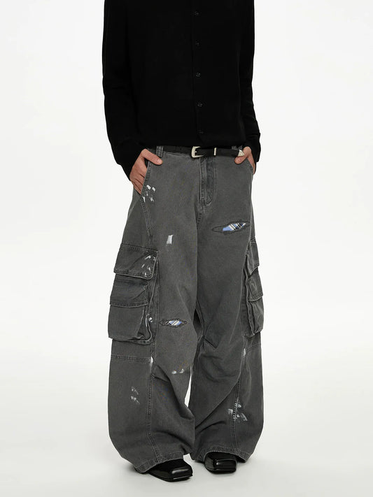 RT No. 50020 SPLASH INK BAGGY STRAIGHT CARGO PANTS