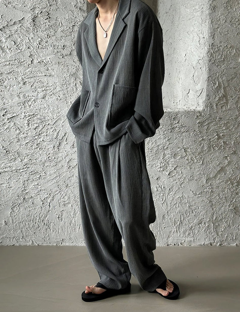 RT No. 11871 TEXTURED BLAZER & STRAIGHT PANTS