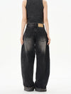 RT No. 12207 WASHED BLACK DENIM STRAIGHT JEANS