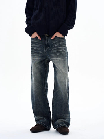 RT No. 29021 WASHED DENIM STRAIGHT JEANS