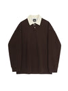 RT No. 11422 BROWN CONTRAST POLO SWEATER