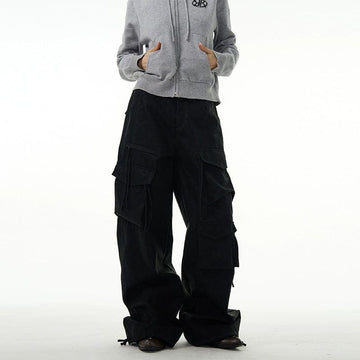 RT No. 11135 BLACK BAGGY STRAIGHT CARGO PANTS