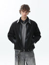 RT No. 50314 LEATHER COLLAR STRIPED JACKET