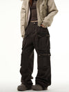 RT No. 10709 WASHED BROWN CARGO STRAIGHT DENIM PANTS