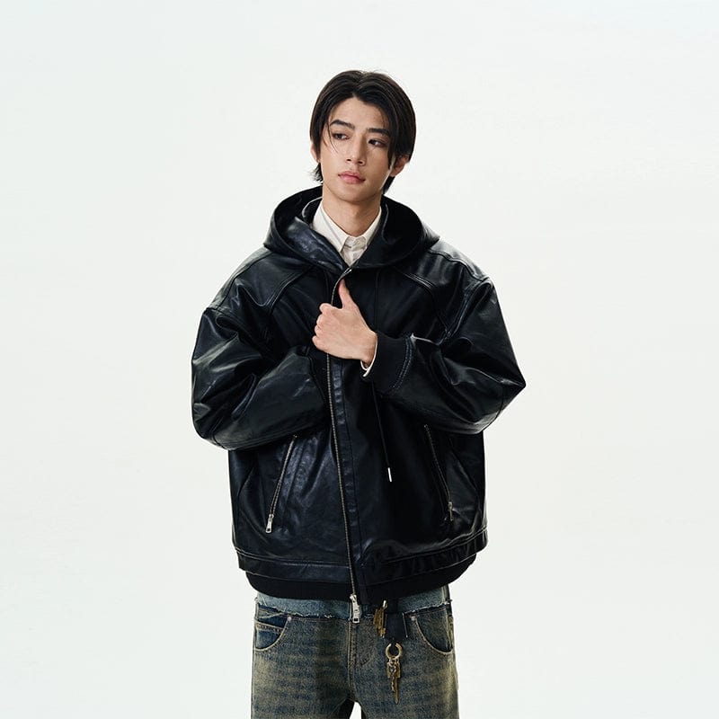 RT No. 11994 HOODED ZIP-UP LEATHER JK