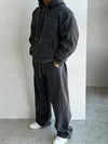 RT No. 12432 DARK GRAY ZIP LETTERED HOODIE & BAGGY SWEATPANTS