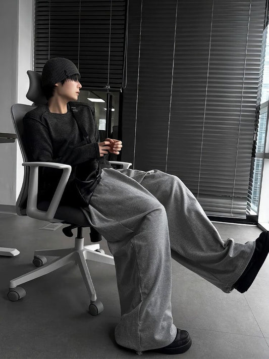 RT No. 13020 GRAY PLEATED DRAPE BAGGY SWEATPANTS