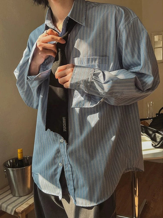 RT No. 25000 BLUE STRIPED BUTTON-UP SHIRT