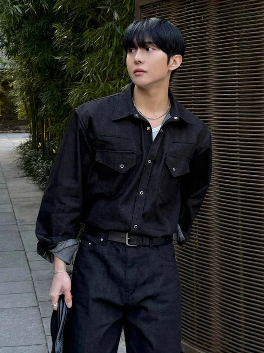 RT No. 25009 BLACK WORKWEAR PILOT BUTTON-UP