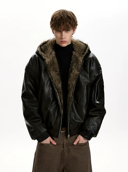 RT No. 50049 WOLF LEATHER REVERSIBLE JACKET