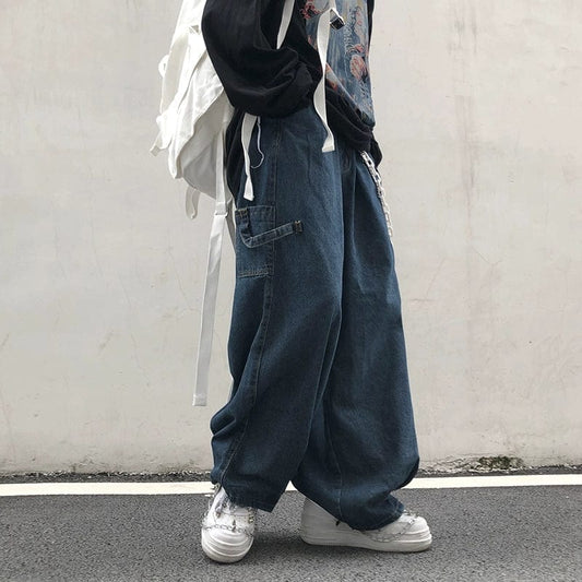 RT No. 10114 BLUE WIDE BAGGY DENIM PANTS