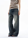 RT No. 29021 WASHED DENIM STRAIGHT JEANS