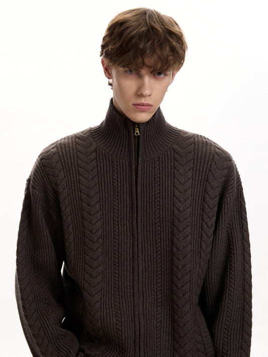 RT No. 55101 KNITWEAR TWIST COLLAR ZIPPER SWEATER