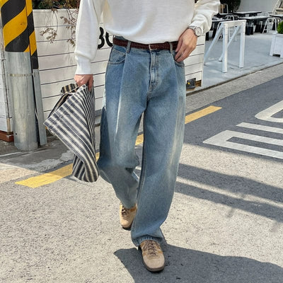 RT No. 11800 PLEATED DENIM STRAIGHT JEANS