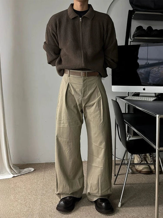 RT No. 31083 PLEATED SCIMITAR STRAIGHT PANTS