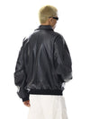 RT No. 32735 BLACK LEATHER ZIP JACKET
