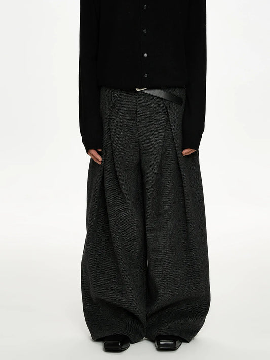 RT No. 50025 PLEATED A-LINE BAGGY SUIT PANTS